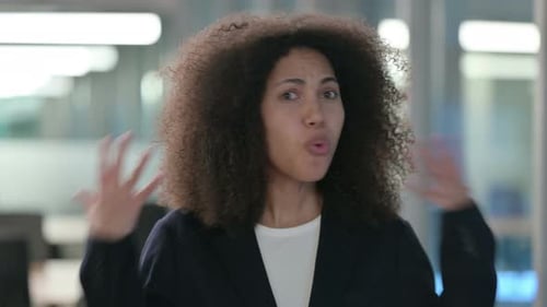Woman Explains Concept in Corporate Office Setting