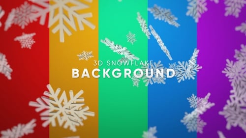 Animated 3D Snowflakes Falling on Dynamic Color Backgrounds