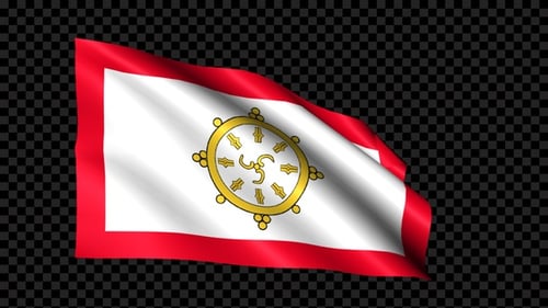 Die Flagge von Sikkim weht im Wind