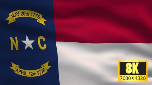 Realistic Waving North Carolina State Flag Seamless Loop