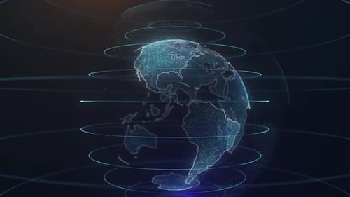 Animated Futuristic Digital Earth Global Network Background