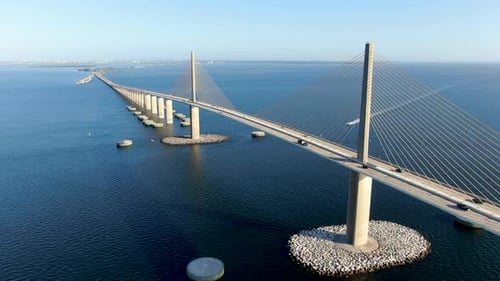Aerial View of Sunshine Skyway Bridge, Tampa Bay