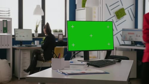 Close Up of Horizontal Green Screen on Computer