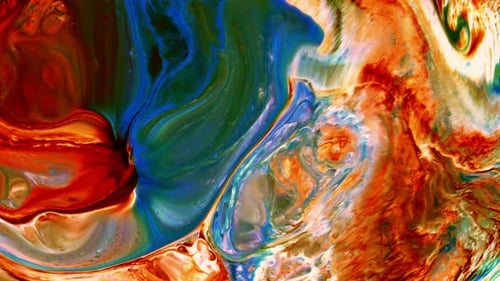 Abstract Colorful Acrylic Paint Fluid Motion Close-Up