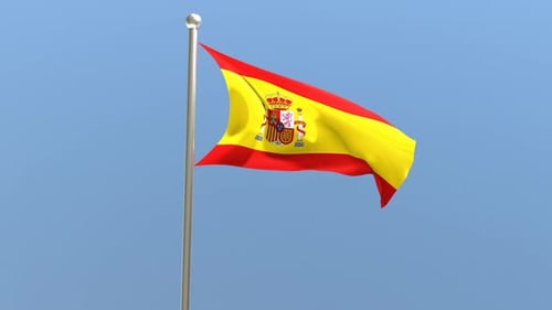 Bandera de España en asta.