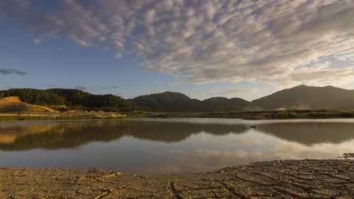 Timelapse lake at Mengkuang dam at evening hour