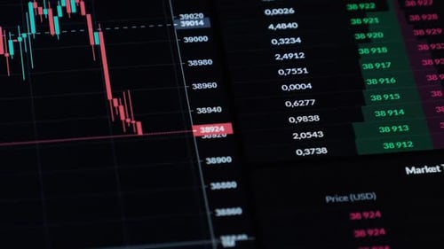 Cryptocurrency Prices Fluctuate on Computer Screen