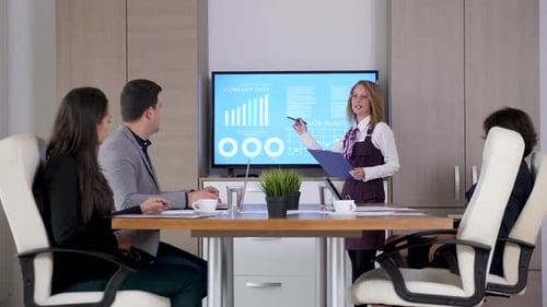 Business Presentation in Modern Office Meeting Room