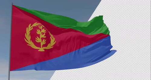 Eritrea National Flag Waving Animation with Alpha Channel