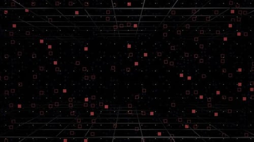 Abstract Digital Grid Background with Animated Geometric Shapes