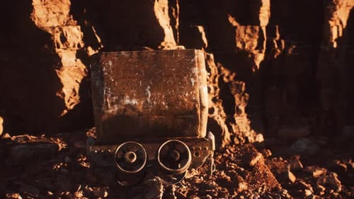 Abandoned Gold Mine Trolley Used To Cart Ore During the Gold Rush