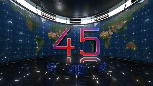 Futuristic Digital Countdown in Global News Studio
