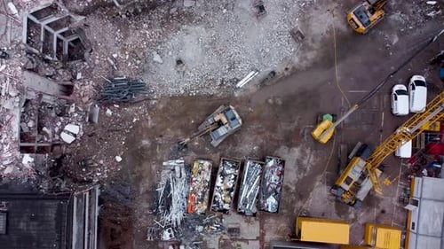 Demolition of a police station using building hydraulic shears