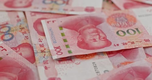 Close Up Of Chinese 100 Yuan Banknotes