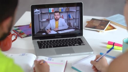 Students Learn Remotely in a Virtual Meeting