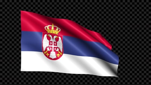Realistic Waving Flag of Serbia with Alpha Channel