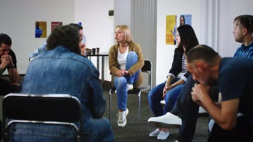 Adults at Group Therapy Session Indoors