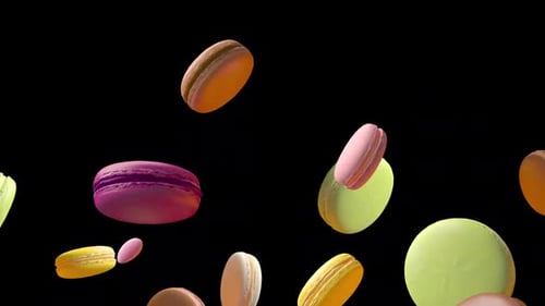 Colorful Macarons Falling and Bouncing Seamless Loop