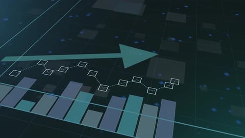 Animated Bar Chart and Line Graph with Upward Arrow