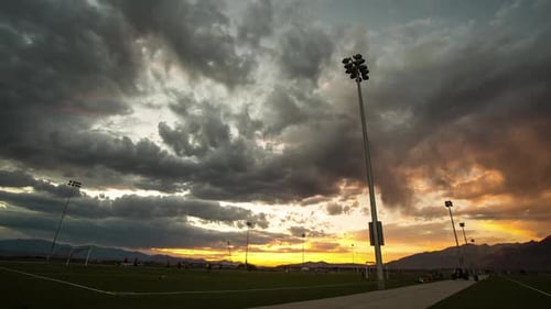 Time Lapse at Sunset from Soccer Field.