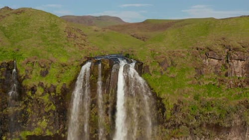 Aerial View of Seljalandsfoss Waterfall in Iceland