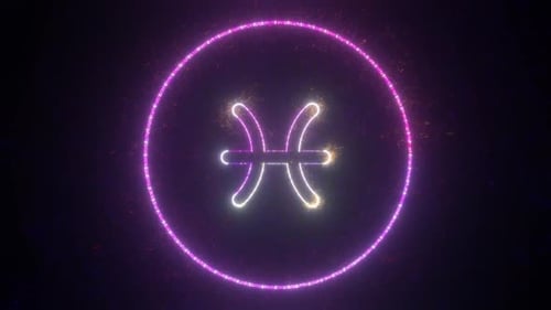 Neon Glowing Pisces Zodiac Sign Reveal
