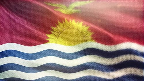 Waving Flag of Kiribati with Realistic Fabric Texture