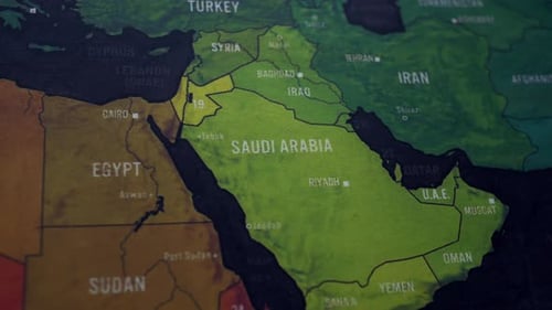 Colorful World Map Close-Up Panning Shot