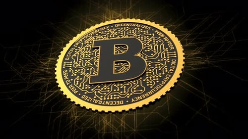 Rotating 3D Bitcoin Cryptocurrency Coin Animation