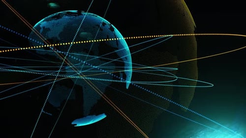 Futuristic Digital Earth Global Network Animated Background