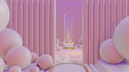 Abstract Scene Pastel Color With Geometry Tunnel 02 4K