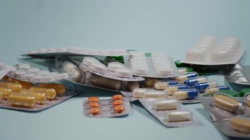 Close-Up of Pills and Capsules in Blister Packs