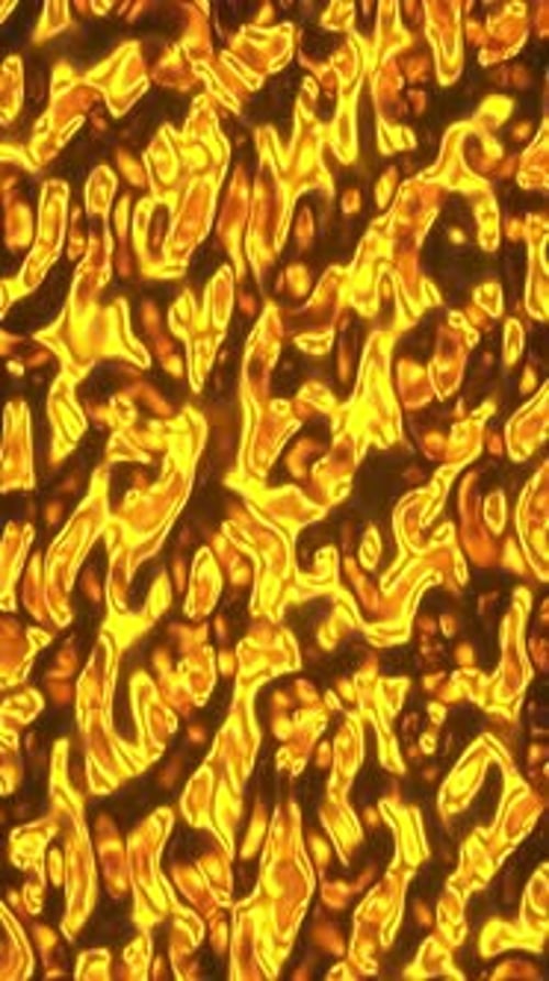 Volumetric wavy golden fluid. 3d animation render 4k footage, infinite loop