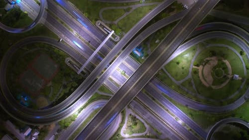 4K : Aerial hyperlapse drone shot of fast moving Highway road.