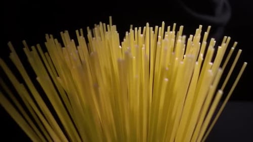 Top View of Close Up Abstract Spaghetti Dot and Line in Slow Motion
