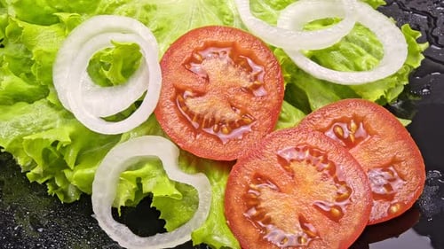Fresh Sliced Salad Ingredients Close Up Still Life