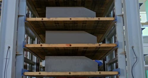 Closeup a Stacker Loaded with Concrete Parts