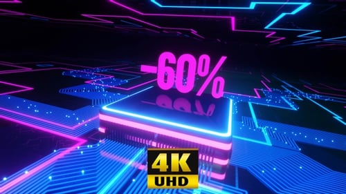 Futuristic Neon -60% Discount Percentage Animated