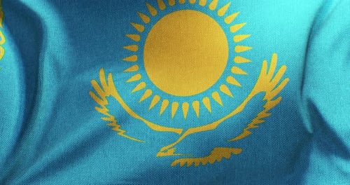 Realistic Waving Kazakhstan National Flag Animation