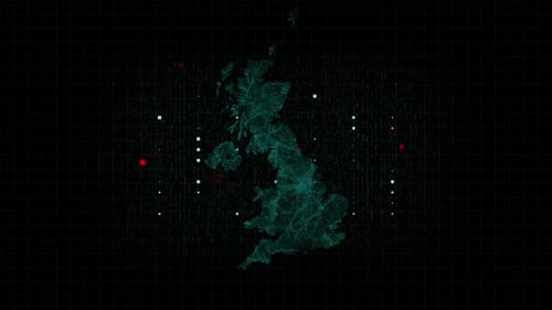 United Kingdom Digital Map Technology Plexus Network Animation