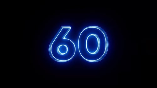 Blue Neon Digital Countdown Timer 60 Seconds