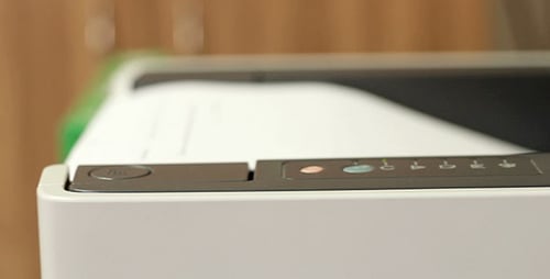 Office Printer Close-Up on Desk