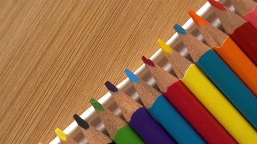 Tips Of Colored Pencils Macro Shot Sketching or School Concept Macro Shot