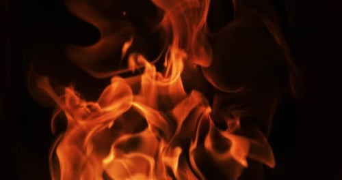 Flames in a pellet stove, Slow motion 4K