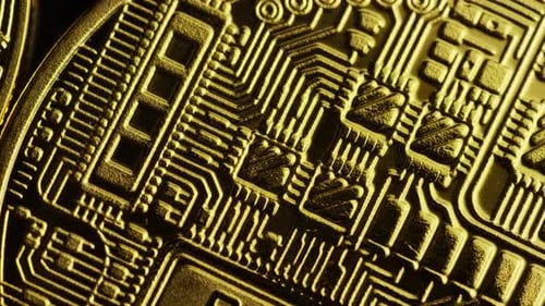 Rotierende Aufnahme von Bitcoins