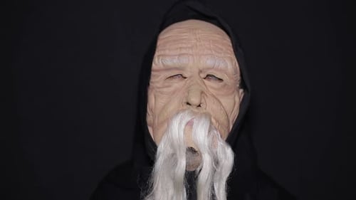 Mask with White Beard and Hood