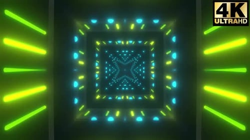 Futuristic Neon Geometric Tunnel Loop Background
