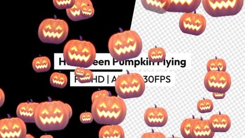 Halloween Kürbis fliegt mit Alpha