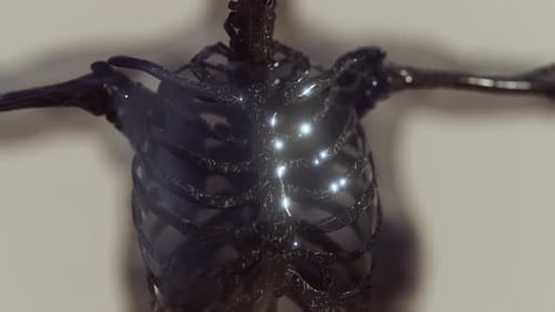 3D Human Skeleton with Glowing Energy Animation