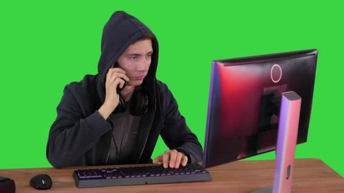 Experienced Hacker Answers Someones Call on a Green Screen, Chroma Key.